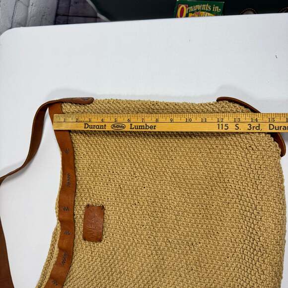 Lucky Brand Woven Jute & Leather Boho Shoulder Bag Purse - Picture 9 of 15